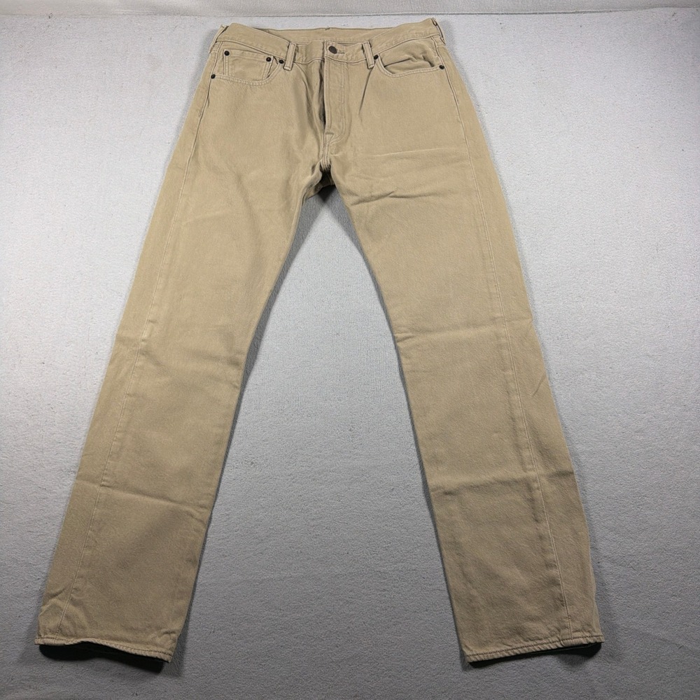 Levi Strauss 501 Jeans Men W34 L34 Original Straight Fit Khaki Tan Brown Casual